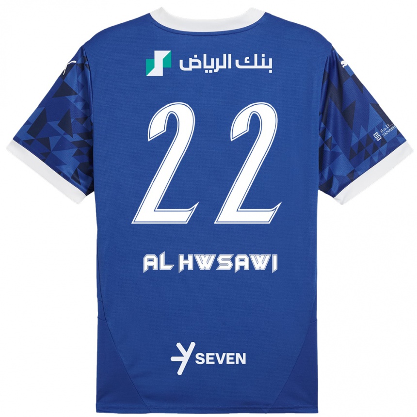 Niño Fútbol Camiseta Shorouq Al-Hwsawi #22 Azul Oscuro Blanco 1ª Equipación 2024/25 Argentina