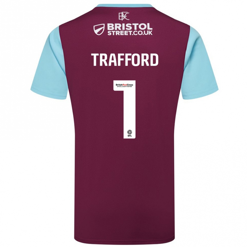 Niño Fútbol Camiseta James Trafford #1 Borgoña Azul Cielo 1ª Equipación 2024/25 Argentina