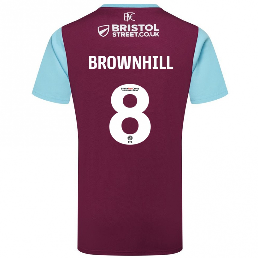 Niño Fútbol Camiseta Josh Brownhill #8 Borgoña Azul Cielo 1ª Equipación 2024/25 Argentina