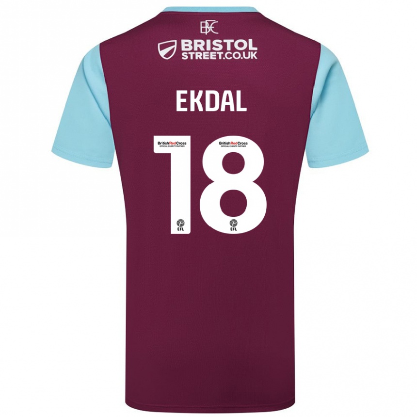 Niño Fútbol Camiseta Hjalmar Ekdal #18 Borgoña Azul Cielo 1ª Equipación 2024/25 Argentina