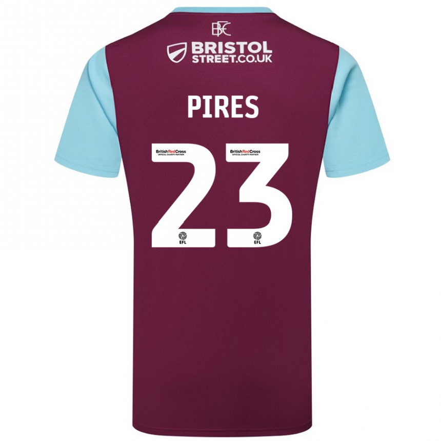 Niño Fútbol Camiseta Lucas Pires #23 Borgoña Azul Cielo 1ª Equipación 2024/25 Argentina