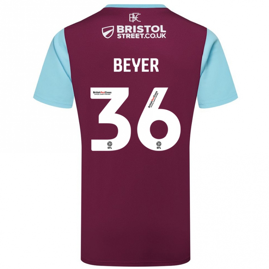 Niño Fútbol Camiseta Jordan Beyer #36 Borgoña Azul Cielo 1ª Equipación 2024/25 Argentina