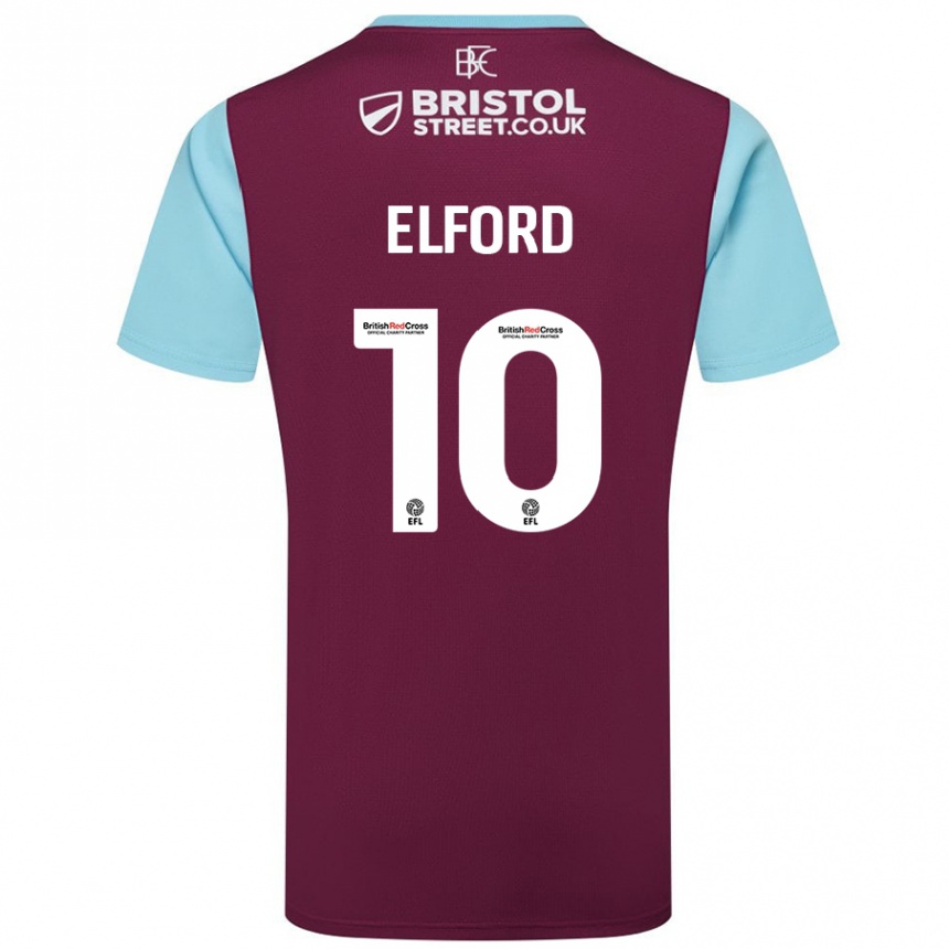 Niño Fútbol Camiseta Laura Elford #10 Borgoña Azul Cielo 1ª Equipación 2024/25 Argentina