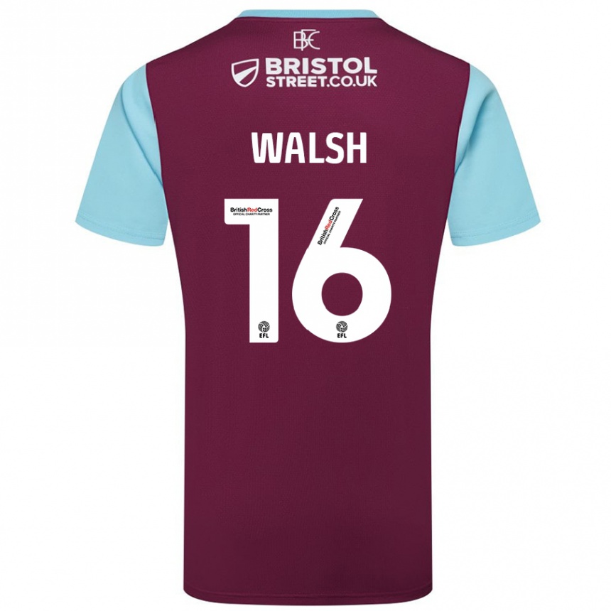 Niño Fútbol Camiseta Lucy Walsh #16 Borgoña Azul Cielo 1ª Equipación 2024/25 Argentina