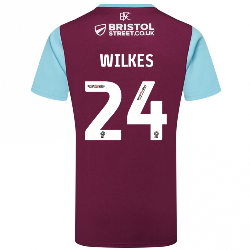 Niño Fútbol Camiseta Tilly Wilkes #24 Borgoña Azul Cielo 1ª Equipación 2024/25 Argentina