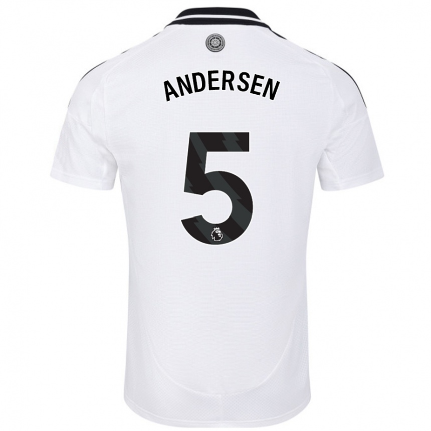 Niño Fútbol Camiseta Joachim Andersen #5 Blanco 1ª Equipación 2024/25 Argentina