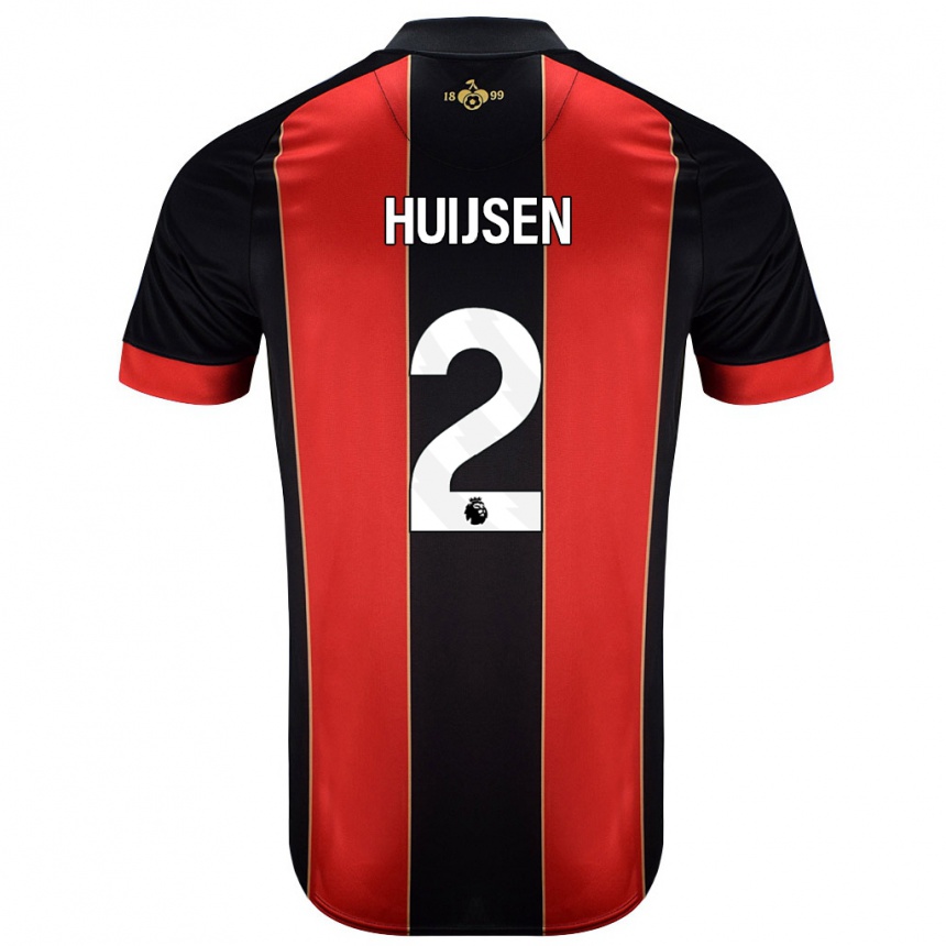 Niño Fútbol Camiseta Dean Huijsen #2 Rojo Negro 1ª Equipación 2024/25 Argentina