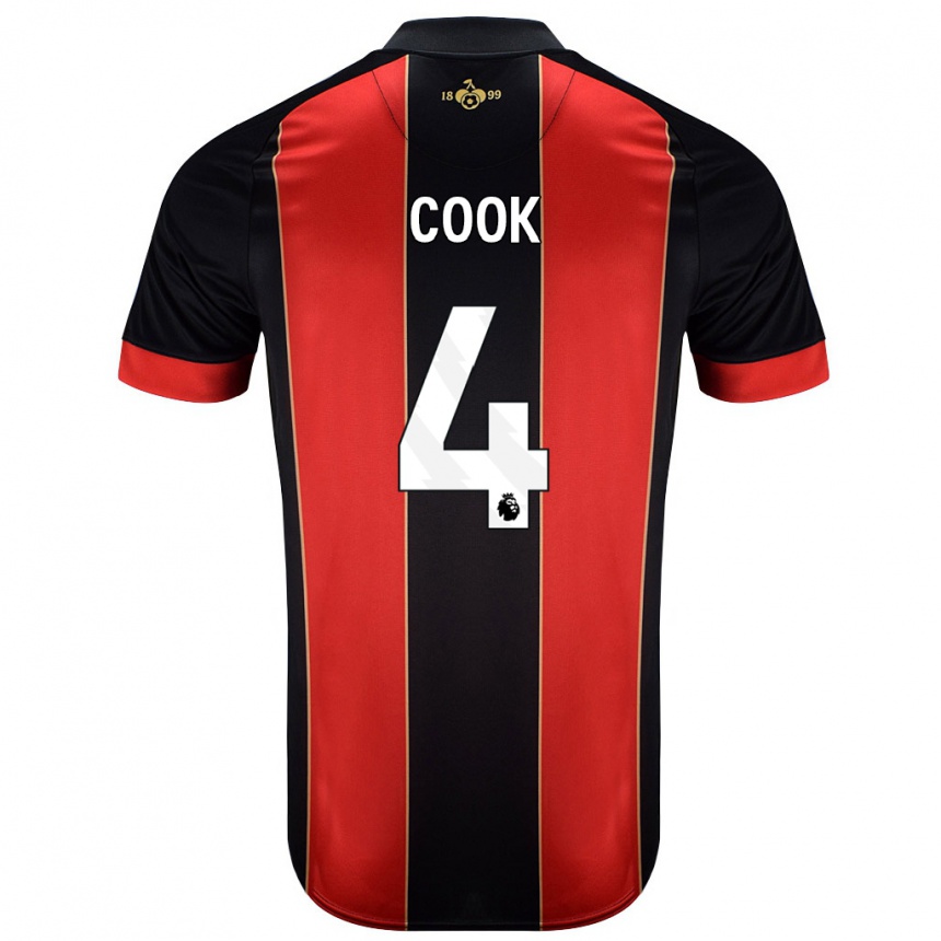 Niño Fútbol Camiseta Lewis Cook #4 Rojo Negro 1ª Equipación 2024/25 Argentina