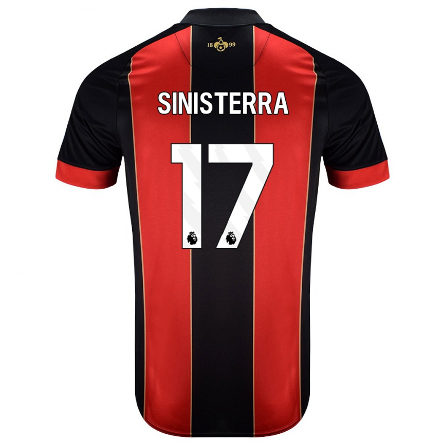 Niño Fútbol Camiseta Luis Sinisterra #17 Rojo Negro 1ª Equipación 2024/25 Argentina