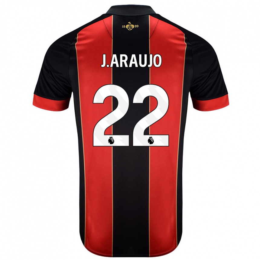 Niño Fútbol Camiseta Julián Araujo #28 Rojo Negro 1ª Equipación 2024/25 Argentina