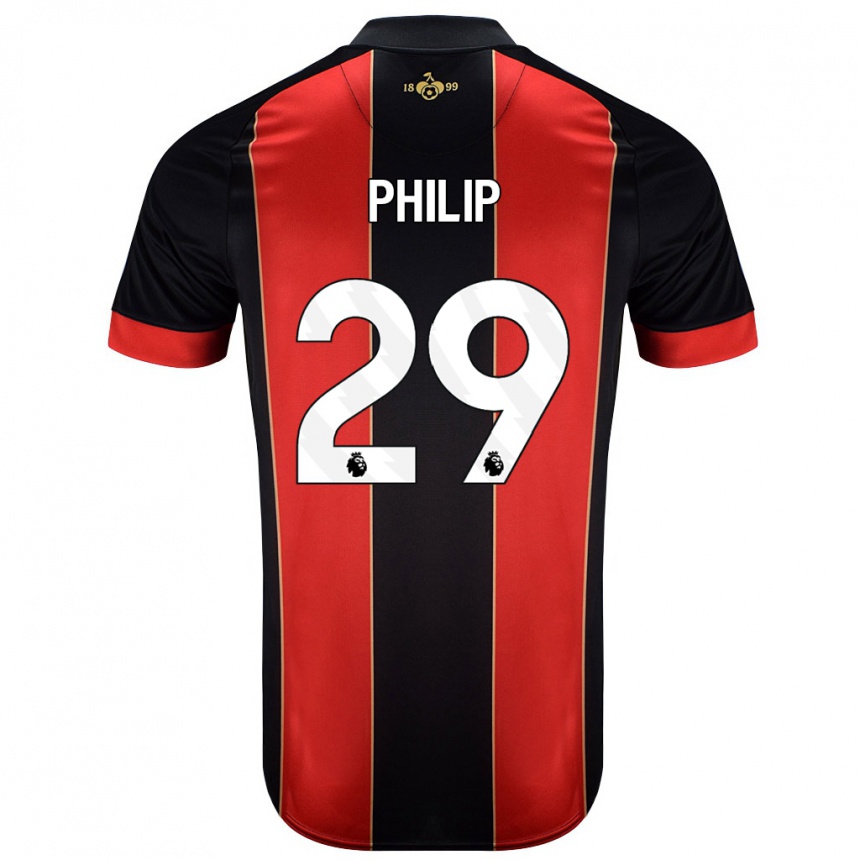 Niño Fútbol Camiseta Philip Billing #29 Rojo Negro 1ª Equipación 2024/25 Argentina