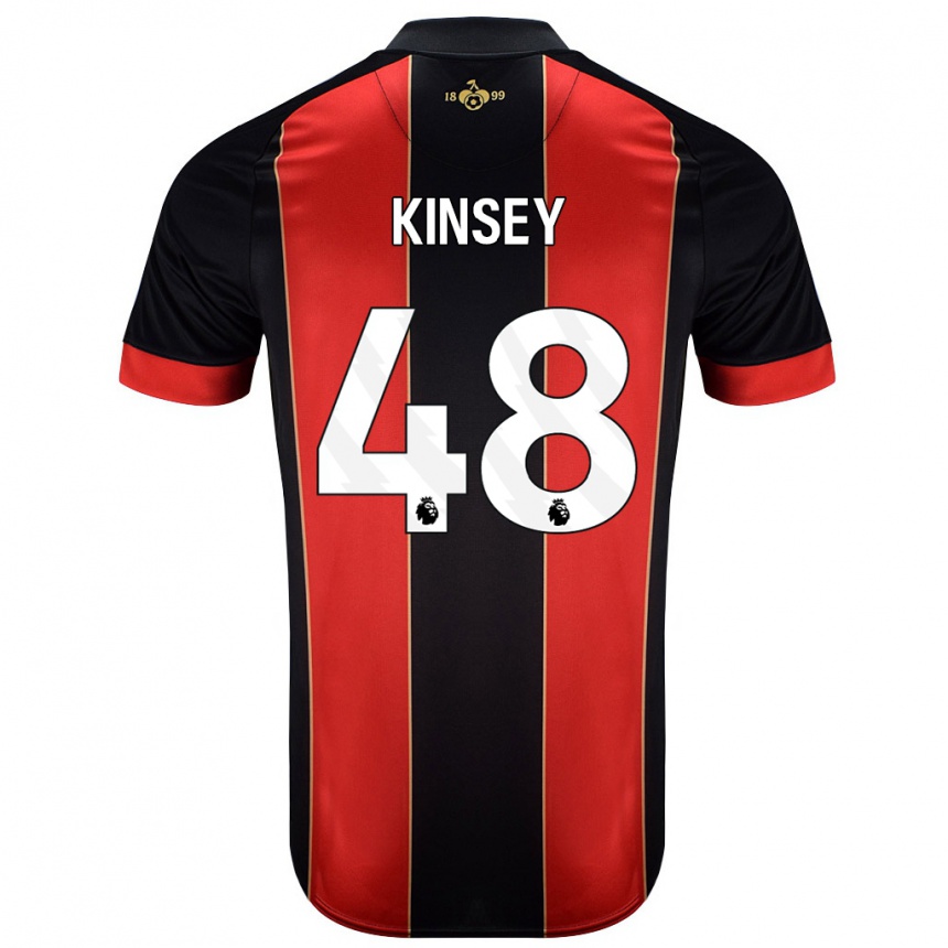 Niño Fútbol Camiseta Max Kinsey #48 Rojo Negro 1ª Equipación 2024/25 Argentina