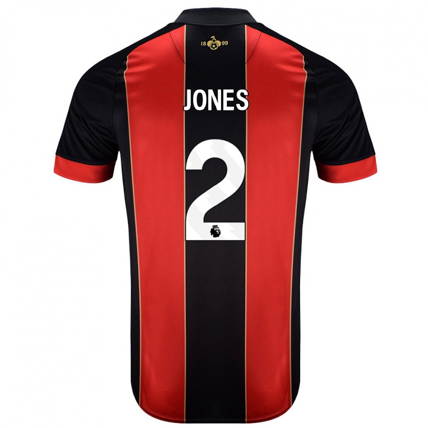 Niño Fútbol Camiseta Abby Jones #2 Rojo Negro 1ª Equipación 2024/25 Argentina