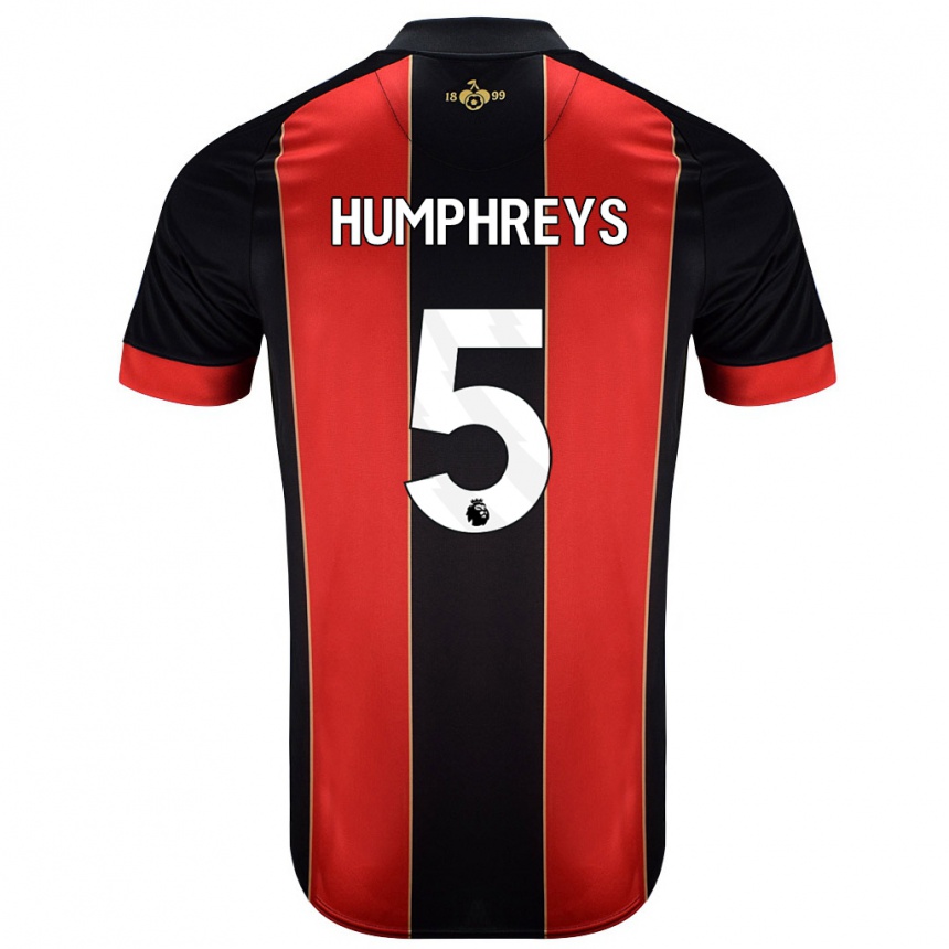 Niño Fútbol Camiseta Holly Humphreys #5 Rojo Negro 1ª Equipación 2024/25 Argentina