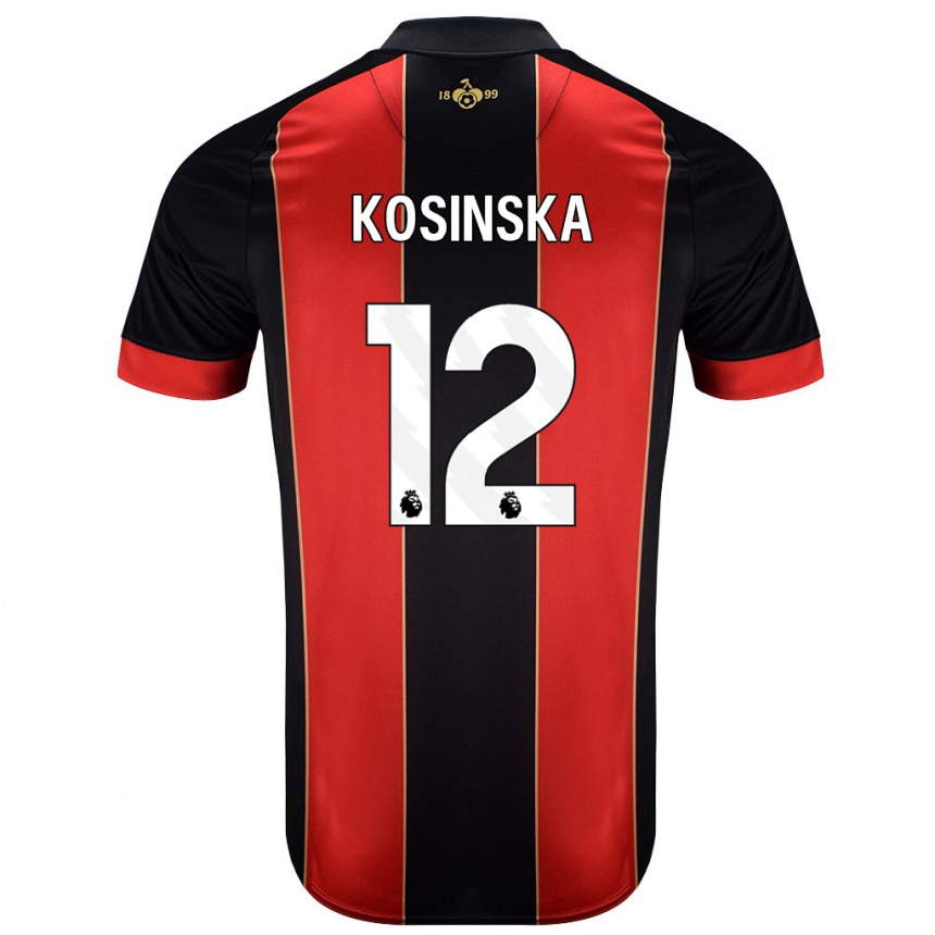 Niño Fútbol Camiseta Daniela Kosinska #12 Rojo Negro 1ª Equipación 2024/25 Argentina