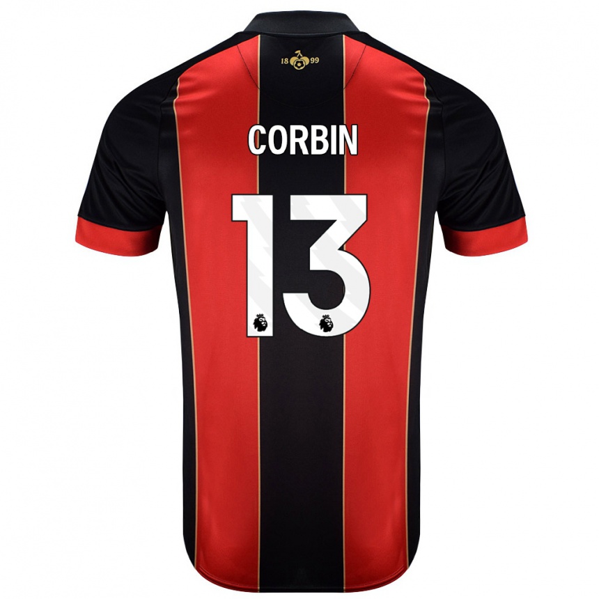 Niño Fútbol Camiseta Helen Corbin #13 Rojo Negro 1ª Equipación 2024/25 Argentina