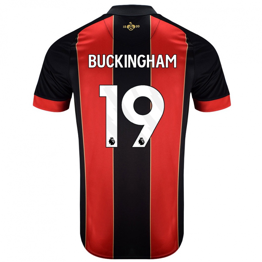 Niño Fútbol Camiseta Alisha Buckingham #19 Rojo Negro 1ª Equipación 2024/25 Argentina