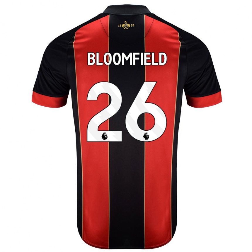 Niño Fútbol Camiseta Erin Bloomfield #26 Rojo Negro 1ª Equipación 2024/25 Argentina