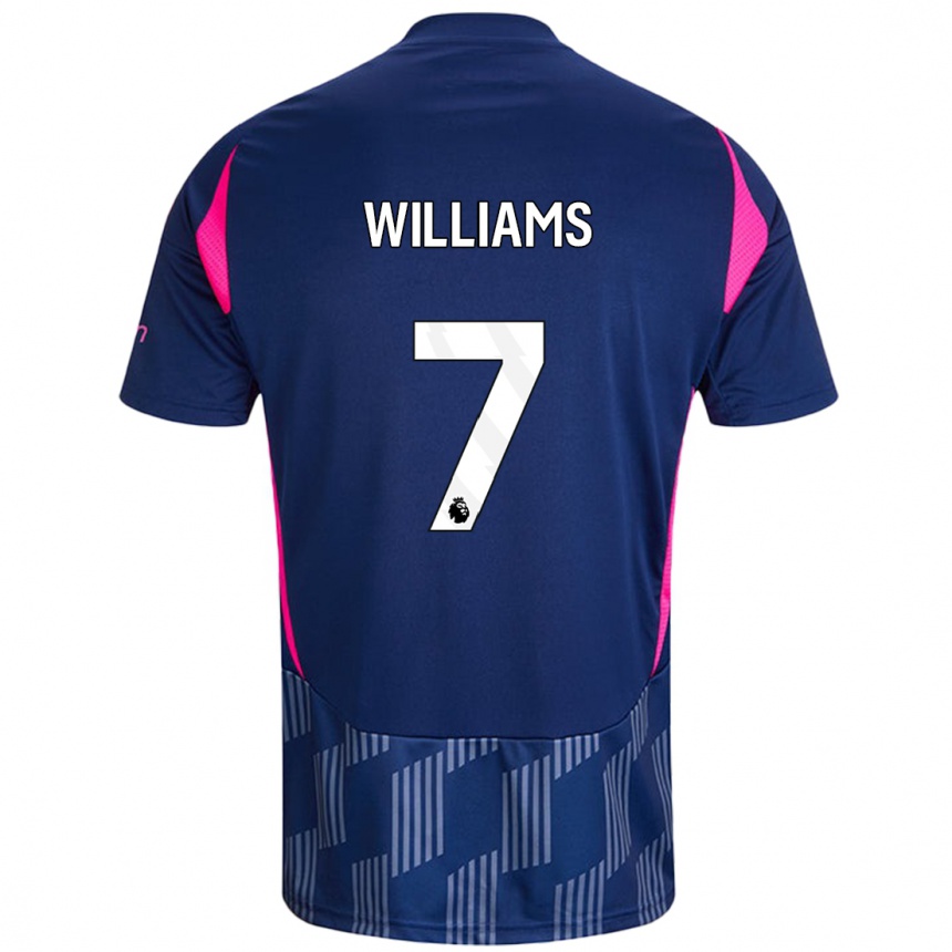 Niño Fútbol Camiseta Neco Williams #7 Azul Real Rosa 2ª Equipación 2024/25 Argentina