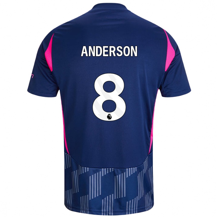 Niño Fútbol Camiseta Elliot Anderson #8 Azul Real Rosa 2ª Equipación 2024/25 Argentina