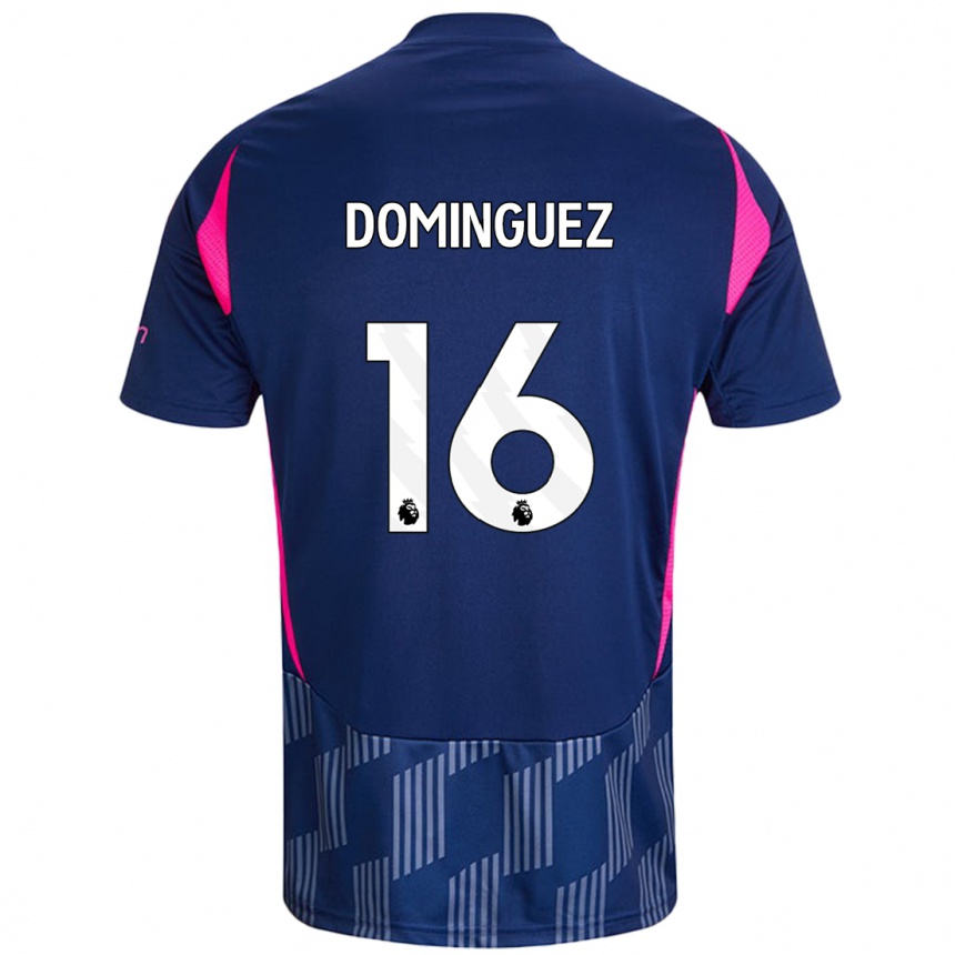 Niño Fútbol Camiseta Nicolás Domínguez #16 Azul Real Rosa 2ª Equipación 2024/25 Argentina