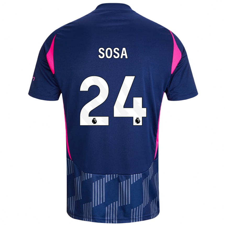 Niño Fútbol Camiseta Ramón Sosa #24 Azul Real Rosa 2ª Equipación 2024/25 Argentina