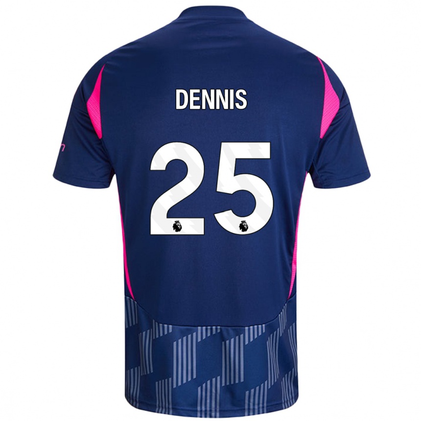 Niño Fútbol Camiseta Emmanuel Dennis #25 Azul Real Rosa 2ª Equipación 2024/25 Argentina