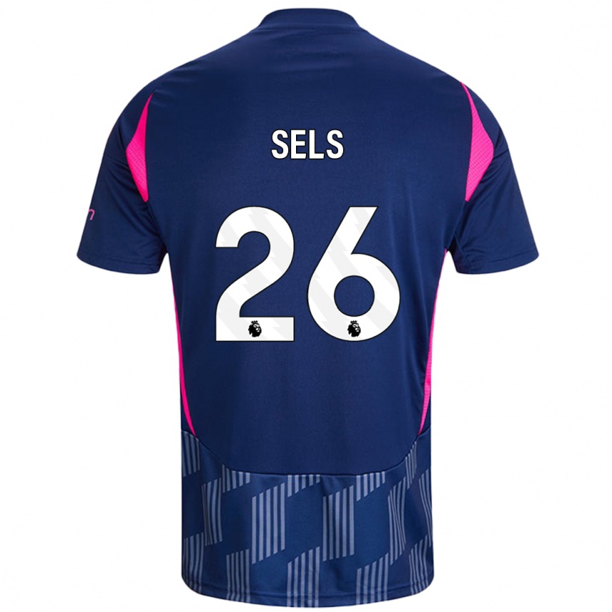 Niño Fútbol Camiseta Matz Sels #26 Azul Real Rosa 2ª Equipación 2024/25 Argentina