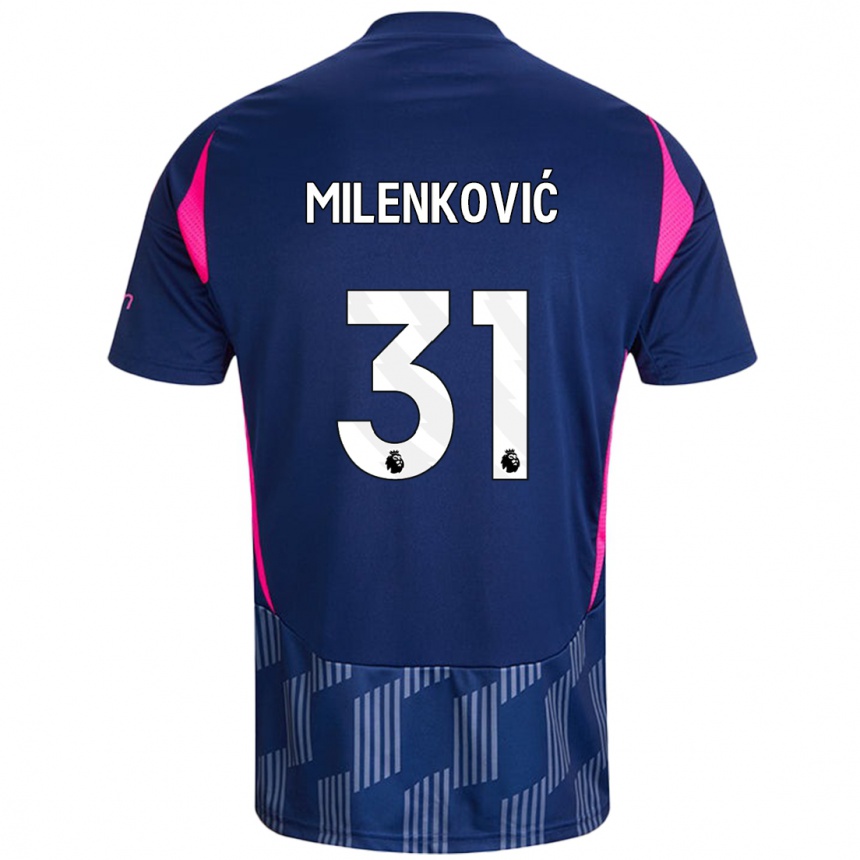 Niño Fútbol Camiseta Nikola Milenković #31 Azul Real Rosa 2ª Equipación 2024/25 Argentina