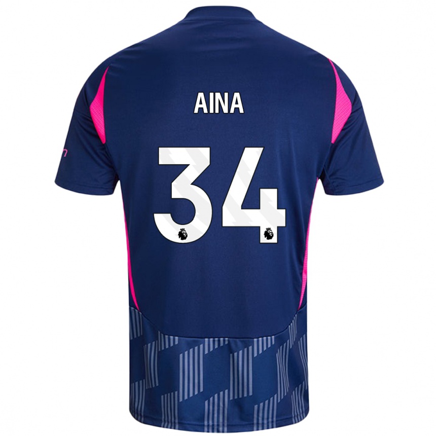 Niño Fútbol Camiseta Ola Aina #34 Azul Real Rosa 2ª Equipación 2024/25 Argentina