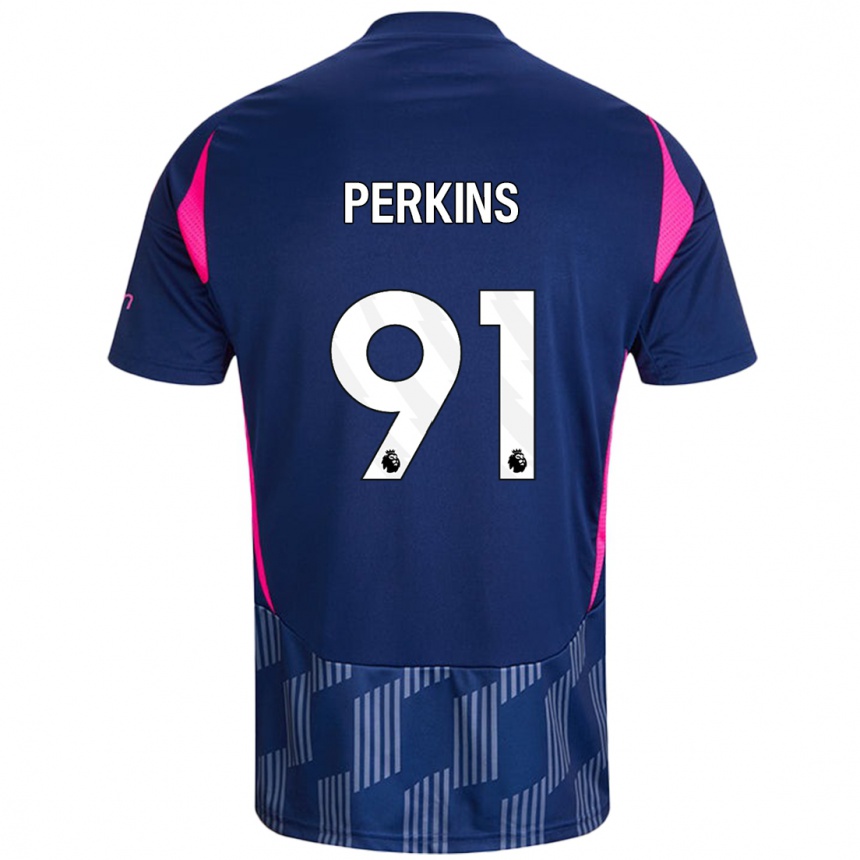 Niño Fútbol Camiseta Jack Perkins #91 Azul Real Rosa 2ª Equipación 2024/25 Argentina