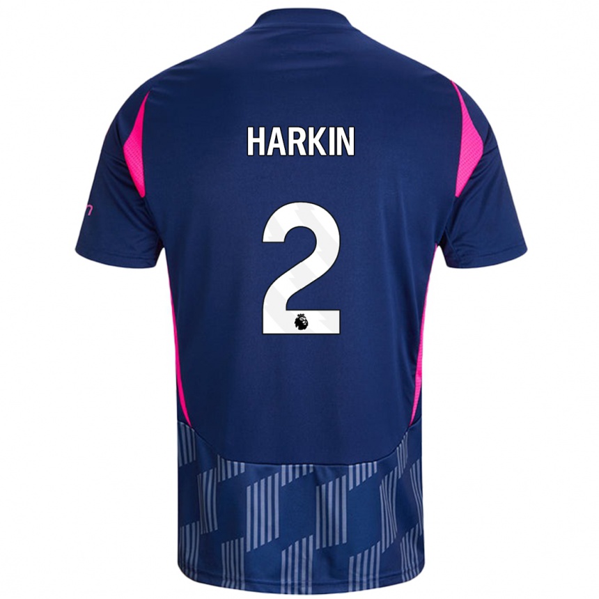 Niño Fútbol Camiseta Lyndsey Harkin #2 Azul Real Rosa 2ª Equipación 2024/25 Argentina