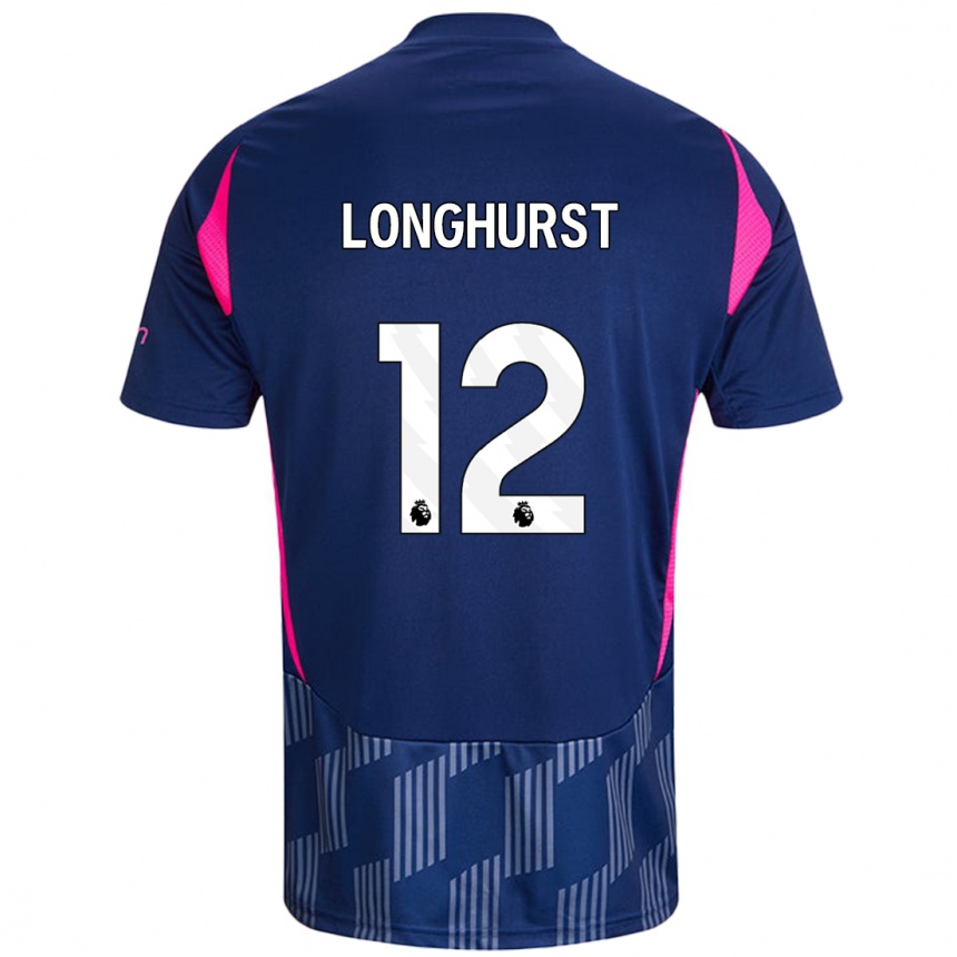 Niño Fútbol Camiseta Kate Longhurst #12 Azul Real Rosa 2ª Equipación 2024/25 Argentina