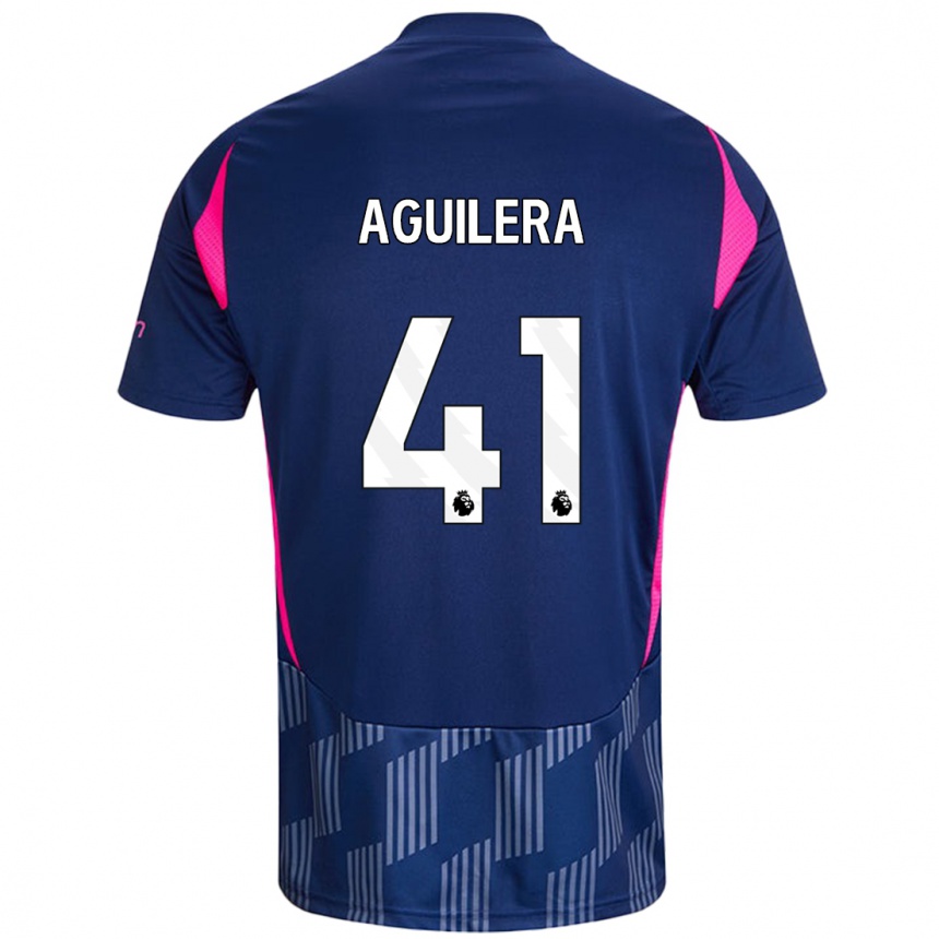 Niño Fútbol Camiseta Brandon Aguilera #41 Azul Real Rosa 2ª Equipación 2024/25 Argentina