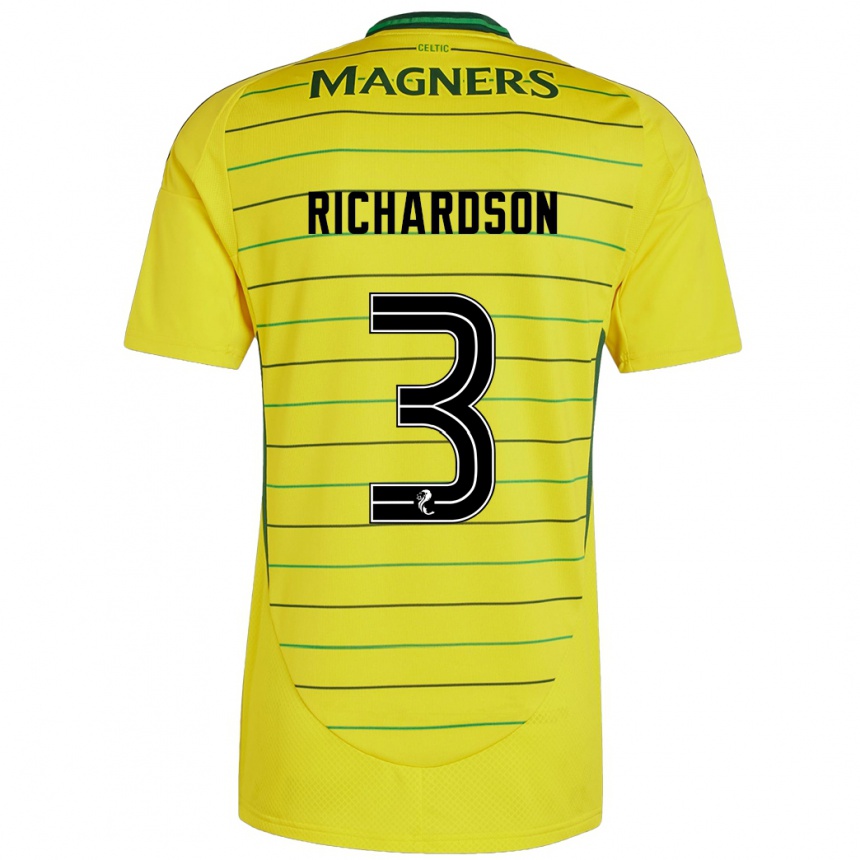 Niño Fútbol Camiseta Amy Richardson #3 Amarillo 2ª Equipación 2024/25 Argentina