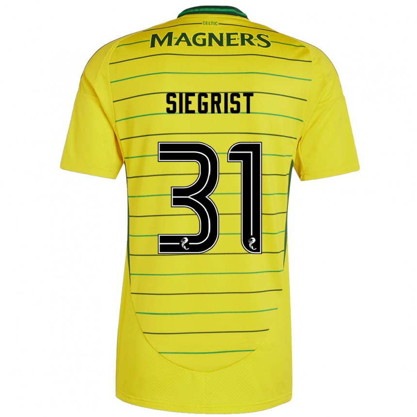 Niño Fútbol Camiseta Benjamin Siegrist #31 Amarillo 2ª Equipación 2024/25 Argentina