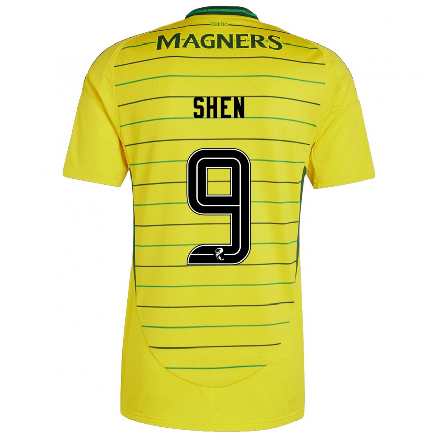 Niño Fútbol Camiseta Shen Mengyu #9 Amarillo 2ª Equipación 2024/25 Argentina