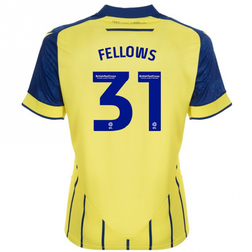 Niño Fútbol Camiseta Tom Fellows #31 Amarillo Azul 2ª Equipación 2024/25 Argentina