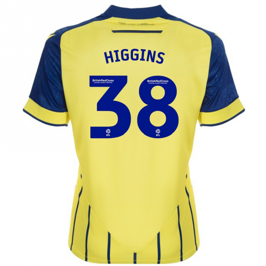 Niño Fútbol Camiseta Akeel Higgins #38 Amarillo Azul 2ª Equipación 2024/25 Argentina