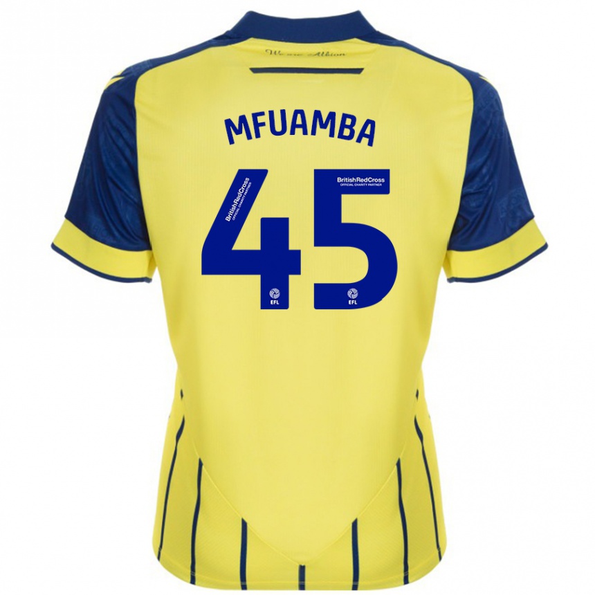 Niño Fútbol Camiseta Kevin Mfuamba #45 Amarillo Azul 2ª Equipación 2024/25 Argentina