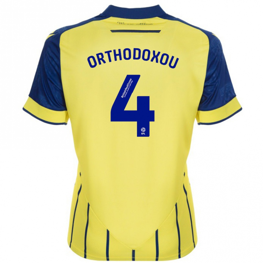 Niño Fútbol Camiseta Francesca Orthodoxou #4 Amarillo Azul 2ª Equipación 2024/25 Argentina