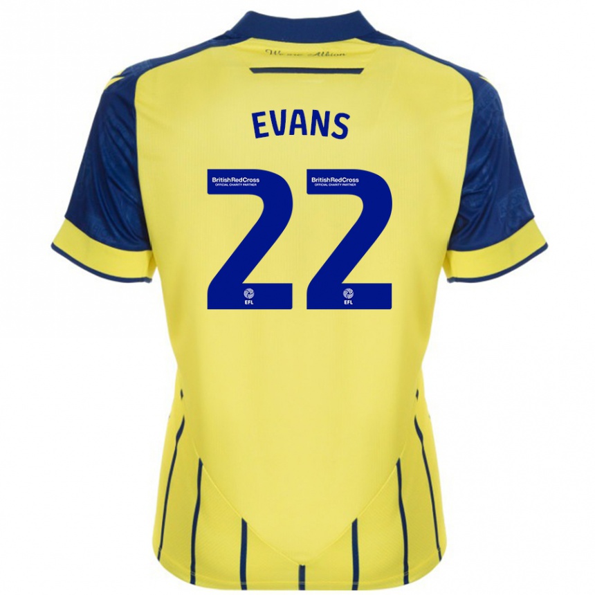 Niño Fútbol Camiseta Kate Evans #22 Amarillo Azul 2ª Equipación 2024/25 Argentina