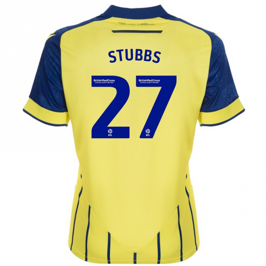 Niño Fútbol Camiseta Olivia Stubbs #27 Amarillo Azul 2ª Equipación 2024/25 Argentina