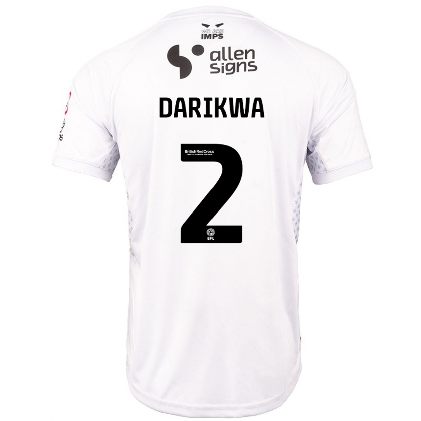 Niño Fútbol Camiseta Tendayi Darikwa #2 Rojo Blanco 2ª Equipación 2024/25 Argentina