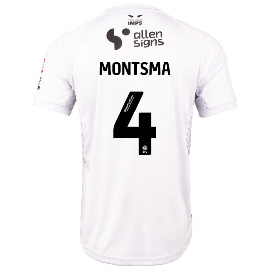 Niño Fútbol Camiseta Lewis Montsma #4 Rojo Blanco 2ª Equipación 2024/25 Argentina