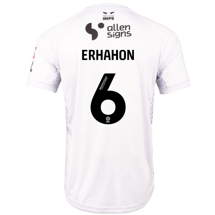 Niño Fútbol Camiseta Ethan Erhahon #6 Rojo Blanco 2ª Equipación 2024/25 Argentina