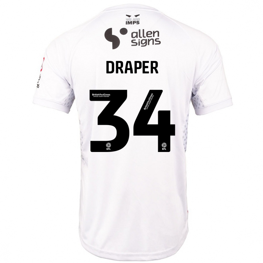 Niño Fútbol Camiseta Freddie Draper #34 Rojo Blanco 2ª Equipación 2024/25 Argentina