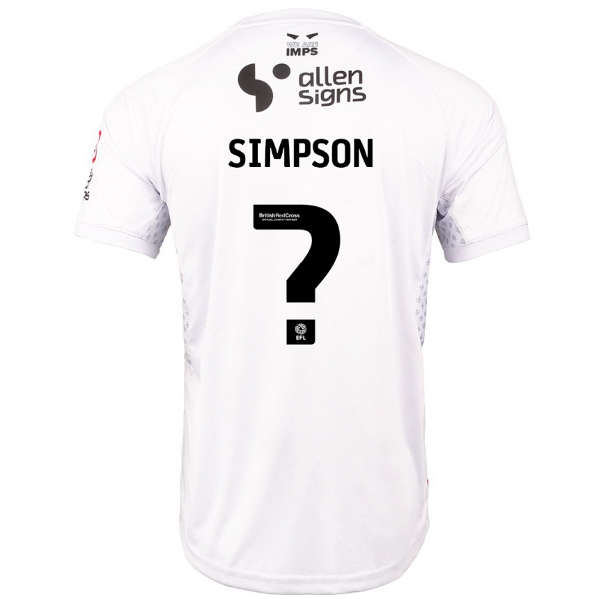 Niño Fútbol Camiseta John Simpson #0 Rojo Blanco 2ª Equipación 2024/25 Argentina