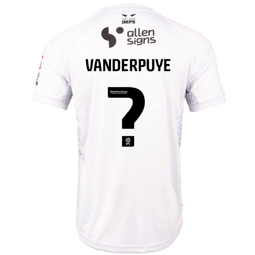 Niño Fútbol Camiseta Daniel Vanderpuye #0 Rojo Blanco 2ª Equipación 2024/25 Argentina