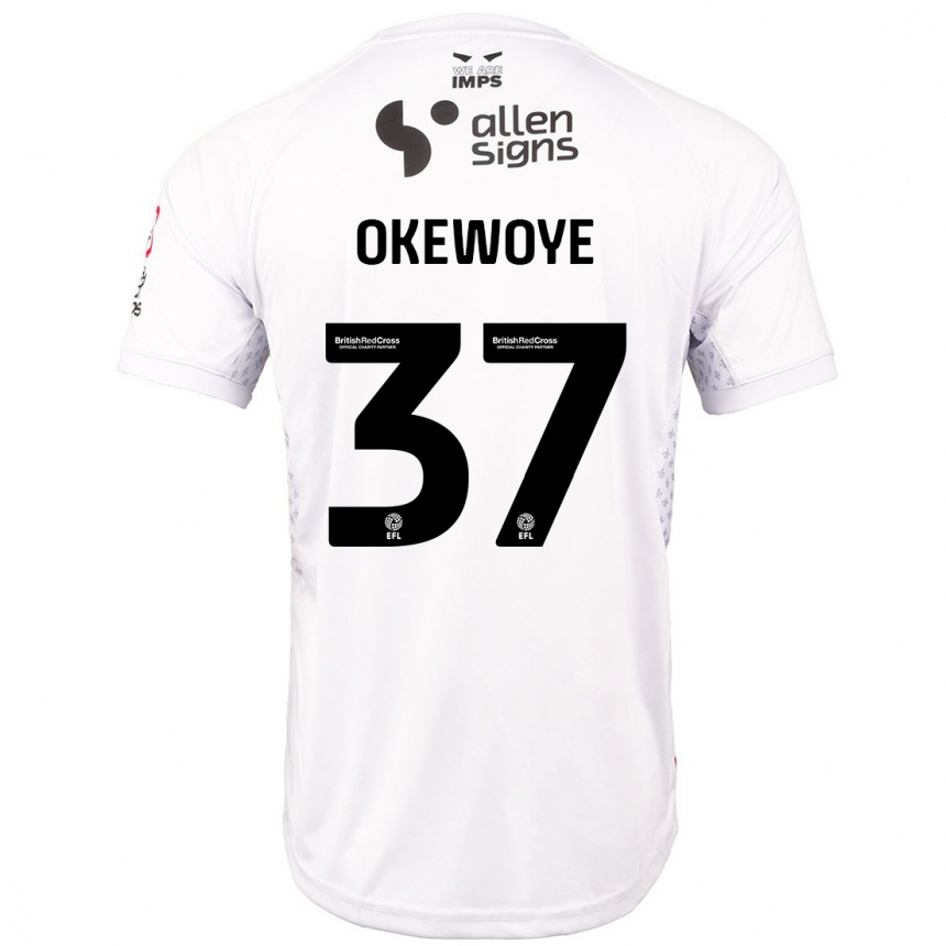 Niño Fútbol Camiseta Gbolahan Okewoye #37 Rojo Blanco 2ª Equipación 2024/25 Argentina